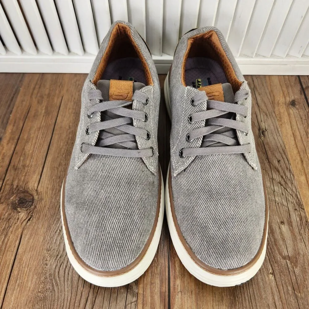 Skechers Moreno Ederson Mens Size 8.5 Taupe Canvas Lace Up Preppy Shoes 65981